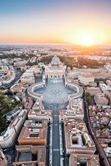Dome Prints: Aerial view of St. Peter's Square and St