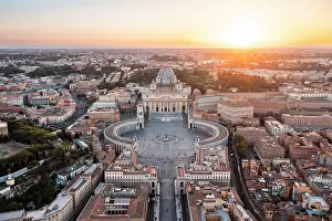 Renaissance Prints: Aerial view of St. Peter's Square and St