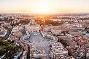 Dome Prints: Aerial view of St. Peter's Square and St