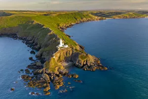 Images Dated 11th August 2020: Aerial view of Start Point lighthouse and headland, South Hams, Devon, England