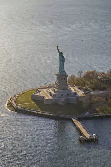 Images Dated 14th April 2016: Aerial view over the Statue of Liberty, Manhattan, New York City, USA