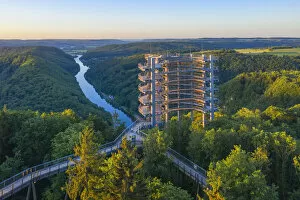 Images Dated 29th May 2020: Aerial view on the sunrise above the Baumwipfelpfad, treetop walk at the Grand Saar