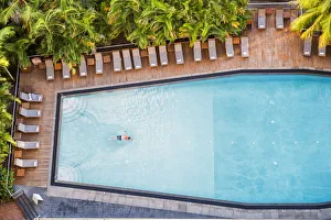 Australian Gallery: Aerial View of Swimmer in Pool, Hamilton Island, Queensland, Australia