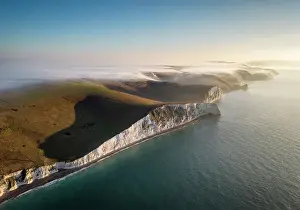 Altantic Prints: Aerial view to Swyre Head and along Jurassic Coast World Heritage Site