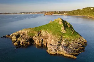 Mavic Prints: Aerial view of Thatcher Rock island off the coast of Torquay