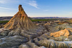 Natural Park Prints: Aerial view of a tourist that admires Castildetierra at sunset. Castildetierra, Arguedas