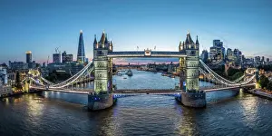The Shard Prints: Aerial view of Tower Bridge, City of London, England, UK