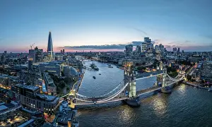 The Shard Prints: Aerial view of Tower Bridge, City of London, England, UK