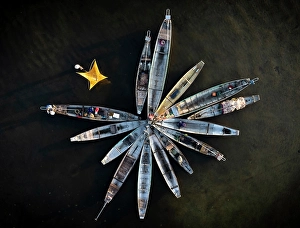 Hoi An Prints: Aerial view of traditional boats, Quang Loi Lagoon, near Hoi An, Central Vietnam