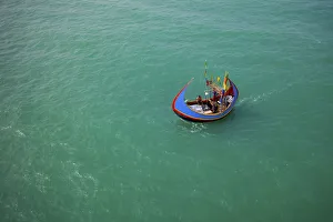 Aerial view of traditional fishing boats into the sea of Bay of Bangal, Teknaf Aerial view of traditional fishing boats into the sea of Bay of Bangal, Teknaf