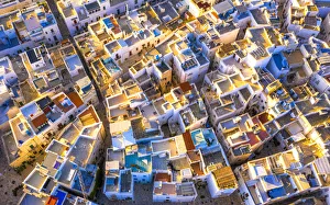 Famous Place Prints: Aerial view of the traditional roofs of Polignano a Mare, Apulia, Italy