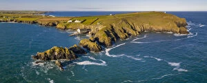 Aerial view of Trevose Head, Merope Rocks and Padstow Lifeboat Station, Cornwall, England