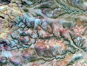 Mongolia Prints: Aerial view of Tsagaan Suvarga Canyon, Gobi Region, Mongolia, Asia