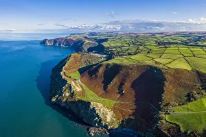 Images Dated 14th November 2019: Aerial view over the Valley of the Rocks and Lynton, Emoor National Park, North Devon