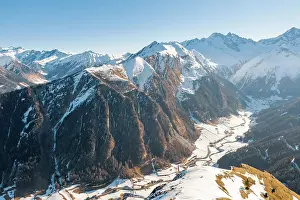 Tiroler Prints: Aerial view of the Vals Valley as seen from the nearby of Padauner Kogel
