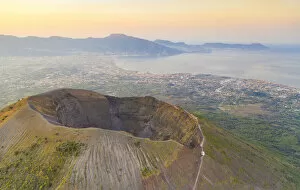 Campania Gallery: aerial view of the volcano Vesuvius in a summer morning, municipality of Ercolano
