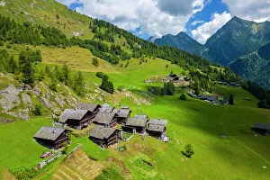 Val Sesia Prints: Aerial view of walser huts in Alpe Otro