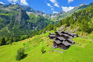 Val Sesia Prints: Aerial view of walser huts in Alpe Otro