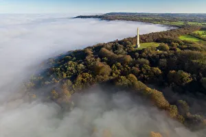 December Prints: Aerial view of the Wellington Monument on a misty morning