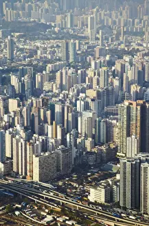 Observation Deck Prints: Aerial view of West Kowloon from Sky 100 observation deck in ICC (International Commerce