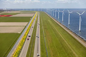 Images Dated 26th September 2017: Aerial view of wind turbines at sea, North Holland, Netherlands