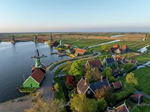 Zaanse Schans Prints: An aerial view of Zaanse Schans, North Holland, Netherlands