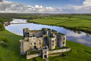 Images Dated 28th May 2021: Aerial vista of Carew Castle in Pembrokeshire Coast National Park, Wales, UK