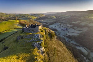 Images Dated 19th November 2020: Aerial vista of Carreg Cennen Castle in the Brecon Beacons National Park, Carmarthenshire