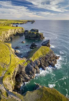 Earth from Above Gallery: Aerial vista of dramatic coastline near Porthcothan, North Cornwall, England