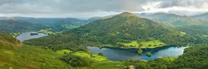Grasmere Prints: Aerial vista of Grasmere and Rydal Water in the Lake District National Park