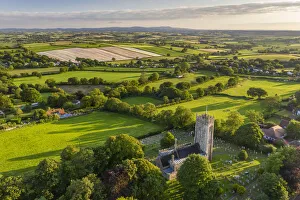 Aerial vista of the rural village of Morchard Bishop, Devon, England. Summer (July) 2020