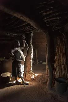 Kitchen Prints: Africa, Benin, Boukumba. inside a Tata Somba