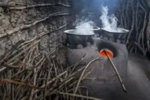 Africa, Benin, Grand Popo. Salt Making in a little village by the mono river