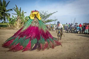 Images Dated 28th September 2016: Africa, Benin, Grand Popo. Zangbeto ceremony in heve