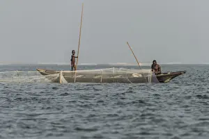 Africa, Benin, Lake Nokoua. Fishermen from Ganvie village