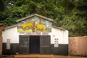 Africa, Benin, Ouidah. The entrance to the sacred forest of Kpasse