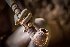 Images Dated 28th September 2016: Africa, Benin, Taneka Koko. a detail of the hand of the traditional healer holding
