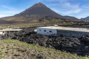 africa, Cape Verde, Fogo. semidestroyed houses of the village in Cha das Caldeiras