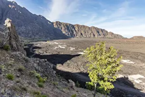 Capeverde Prints: Africa, Cape Verde, Fogo. The village part of Bangaeira destroyed by lava