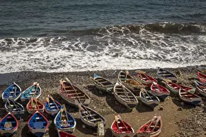 Cabo Verde Prints: africa, Cape Verde, Santiago. Fishing boats in Pedra Badejo