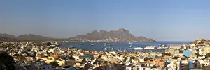 Africa, Cape Verde, Sao Vicente, Mindelo, View of old town and Harbour