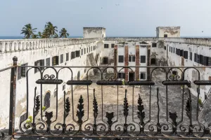 Elmina Prints: Africa, Ghana, Elmina castle, the view from the commanders balcony