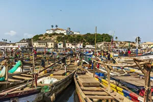 Ghana Collection: Africa, Ghana, Elmina harbour. traditional wooden fishing boats