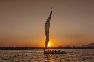 Sail Boat Collection: Africa, Middle East, Egypt, Luxor, sunset on Nile river