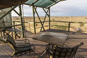 Tented Camp Prints: Africa, Namibia, Kalkrand. View from the tent into the landscape