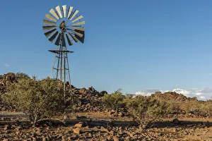 Water Pump Prints: Africa, Namibia, Keetmanshop. Nambian water pump
