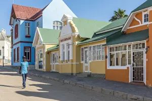 Luderitz Prints: Africa, Namibia, LAoderitz. Colorful renovated German colonial houses