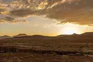Damaraland Gallery: Africa, Namibia, Palmwag. Sunset at the Aub Canyon
