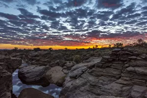 Images Dated 16th August 2018: Africa, Namibia, Windhoek area. Sunrise at the Canyon of Naankuse Farm