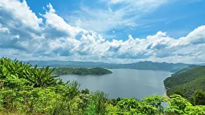Rwanda Prints: africa, Rwanda, Burera Lake. View over the lake with its little islets
